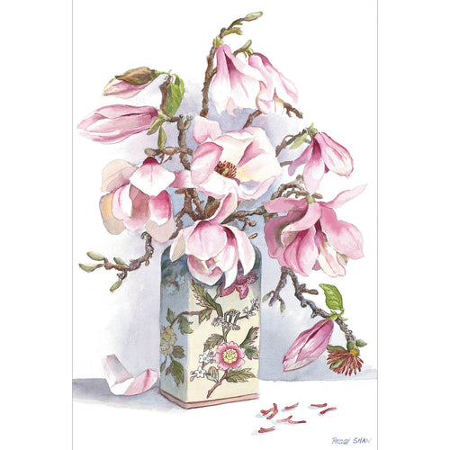 PS90 Pale Pink Magnolias, Chinese Vase