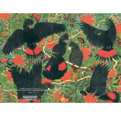 GM08 Red-Tailed Black Cockatoos And Bloodwood Blossom