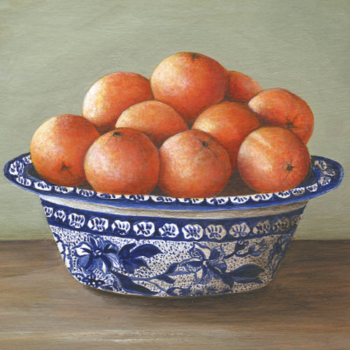 PAG01G Oranges, Blue Bowl