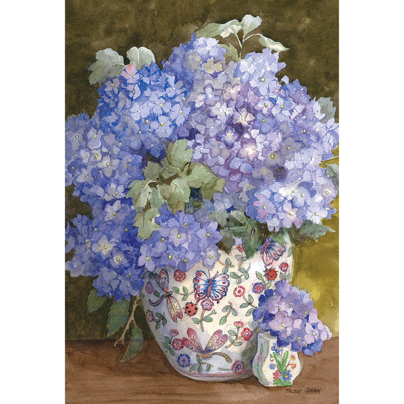 PS58 Blue Hydrangeas, Butterfly Vase