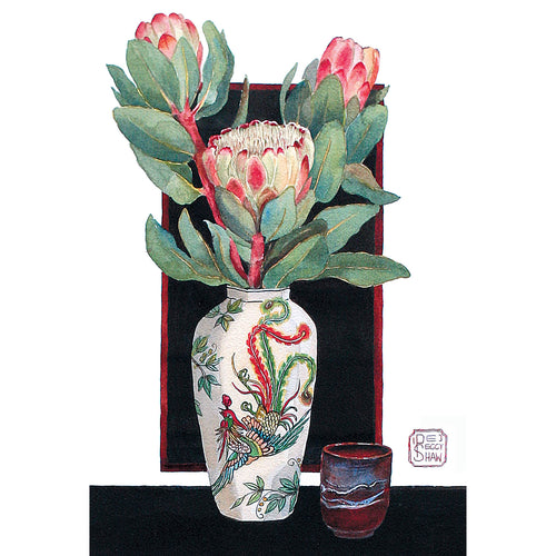 PS85 Proteas In Dragon Vase