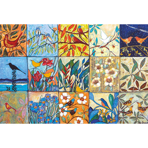 TJ30 Patchwork Of Birds And Flowers